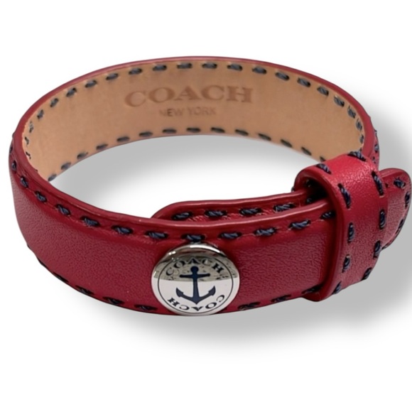 Coach 🪢 R A R E🚨Red Leather, Anchor Snap Bracelet - Picture 1 of 6